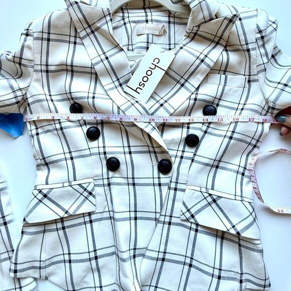 NWT Choosy Double Breasted Blazer Plaid Jacket. Size 0 - Picture 5 of 7
